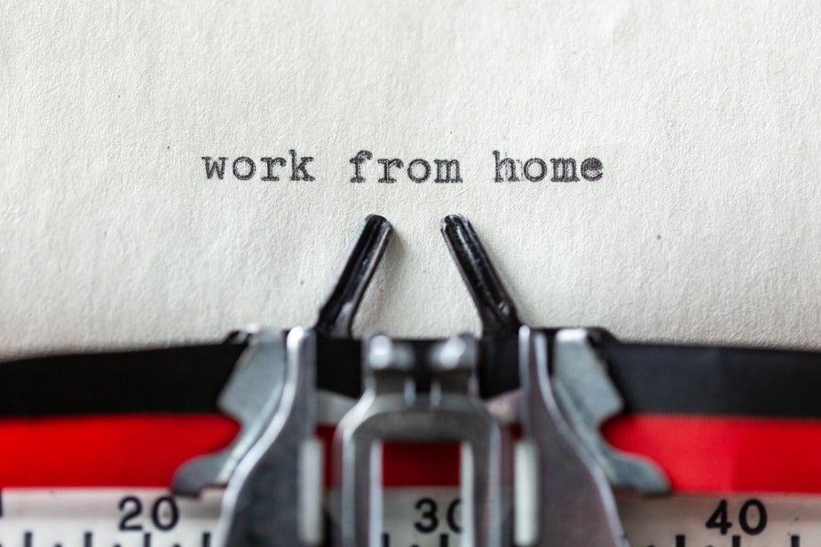 wwork from home a typewritten message in macro